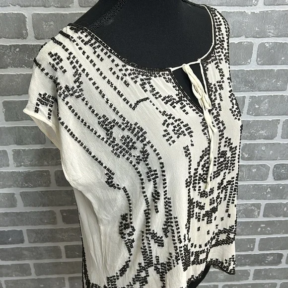 Gryphon New York Hand Beaded Silk Blouse Boho Embellished Top Women’s Small - Picture 3 of 12